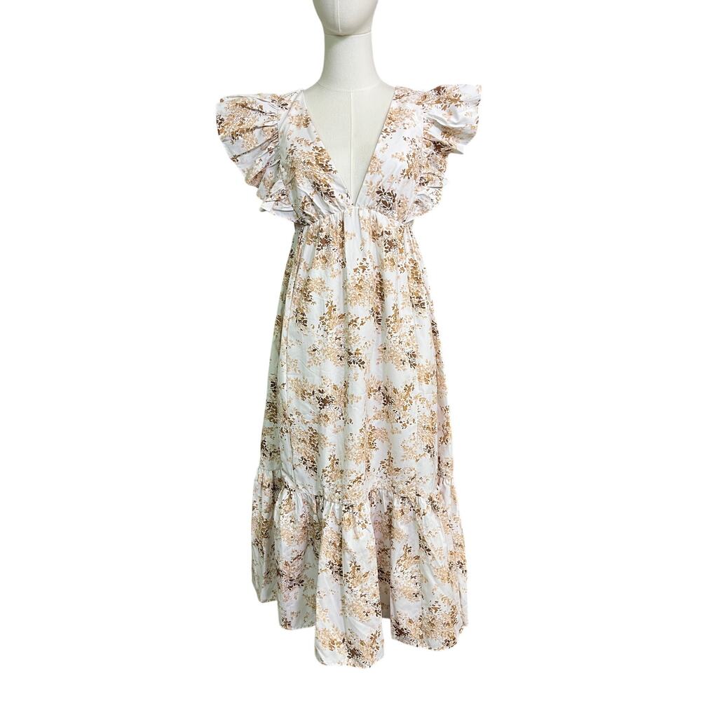 Abercrombie & Fitch Floral Maxi Dress Small Ruffle Cottagecore Pockets NWT